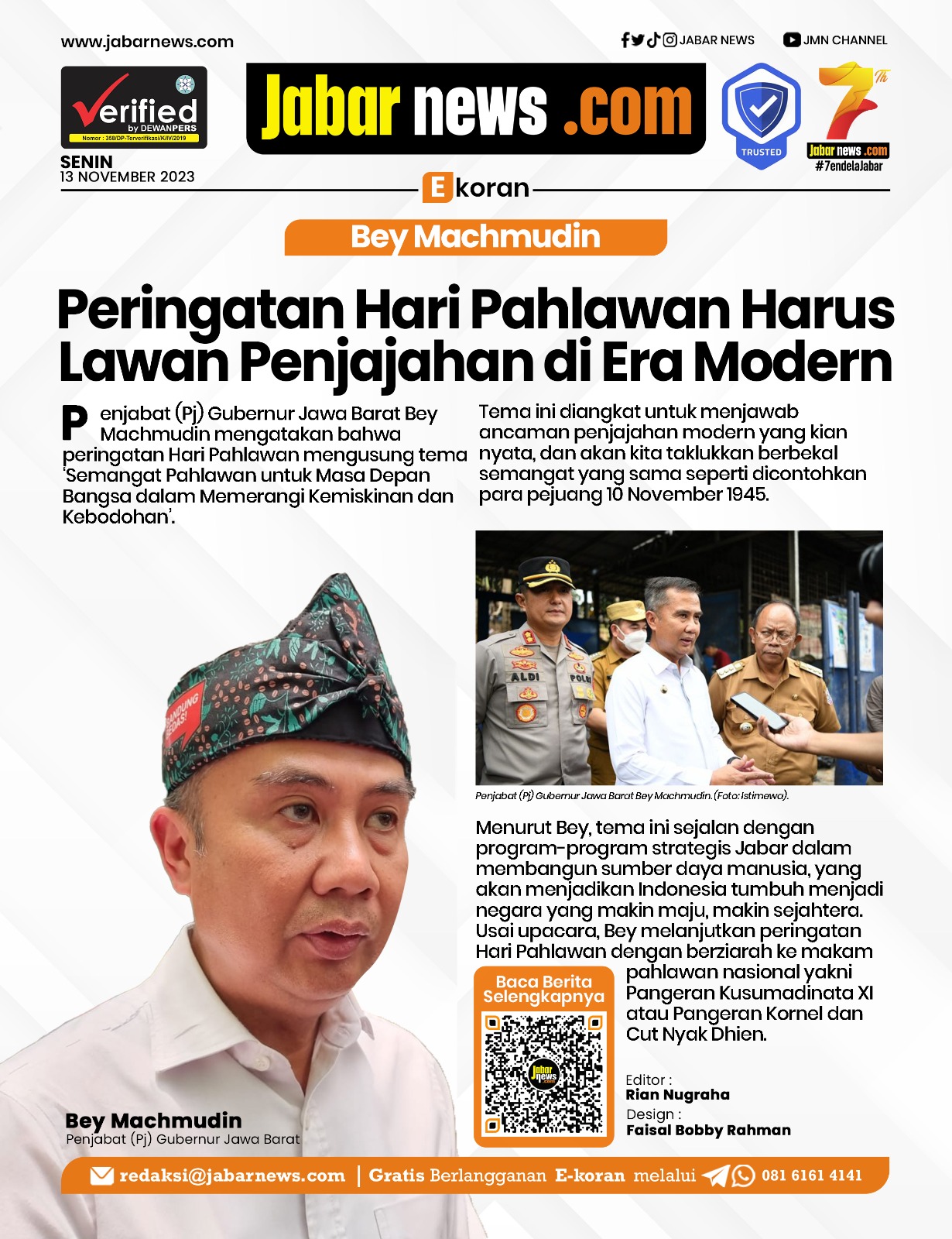 Bey Machmudin Peringatan Hari Pahlawan Harus Lawan Penjajahan di Era Modern