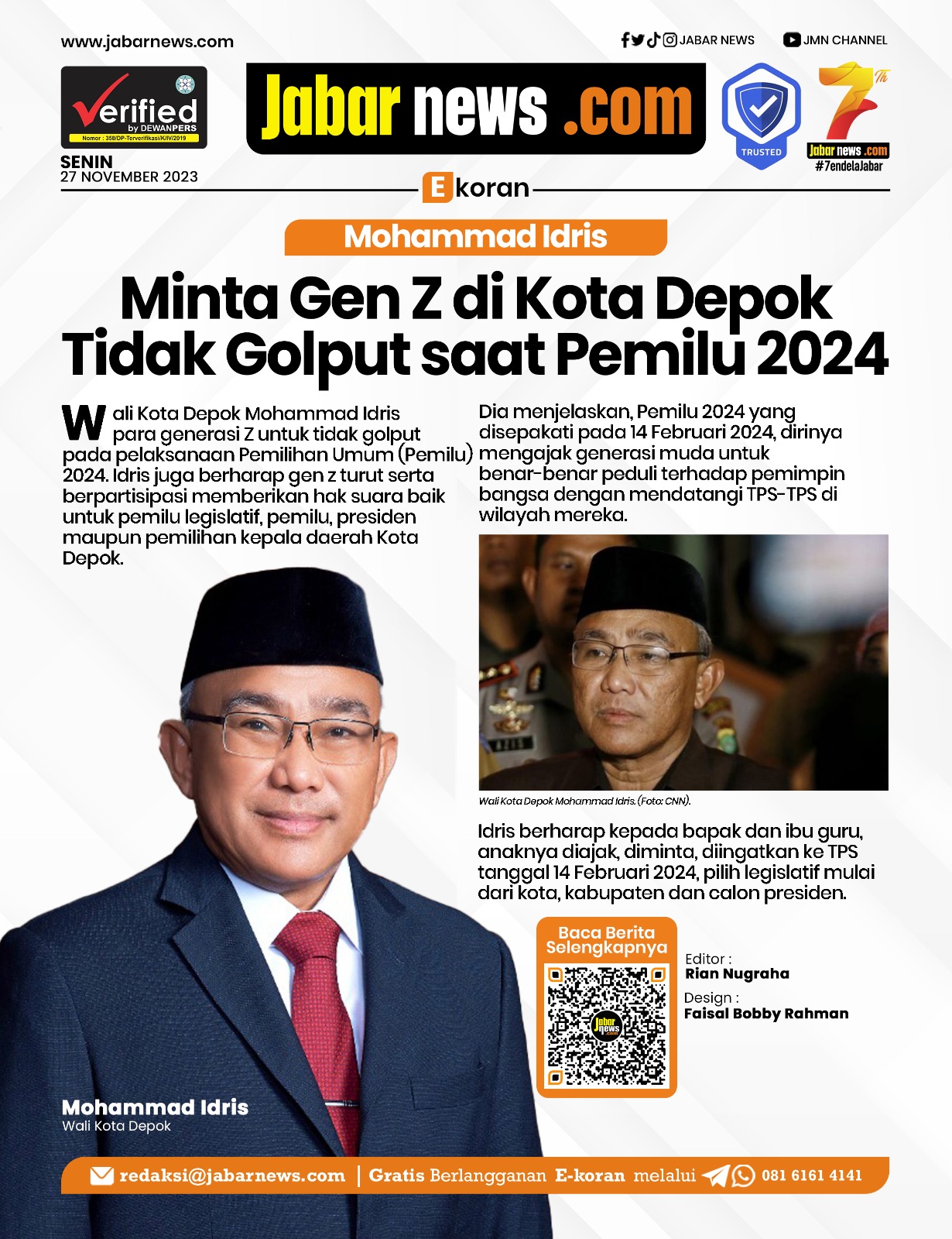 Mohammad Idris Minta Gen Z di Kota Depok Tidak Golput saat Pemilu 2024