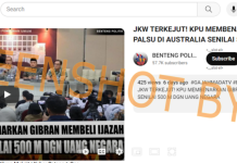 Hasil tangkap layar video haoks terkait KPU yang membenarkan soal ijazah palsu Gibran