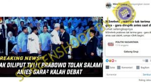 HOAKS! Prabowo Tolak Bersalaman dengan Anies Gara-gara Kalah di Debat Capres