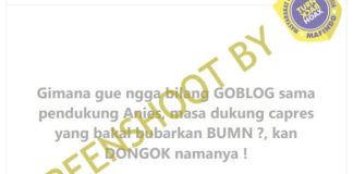 Hasil tangkap layar yang menyebutkan Anies akan membubarkan BUMN jika terpilih jadi presiden. Info ini ternyata hoaks.