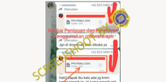 Tangkap layar mengenai modus penipuan melalui aplikasi PPS Pemilu 2024. (1)