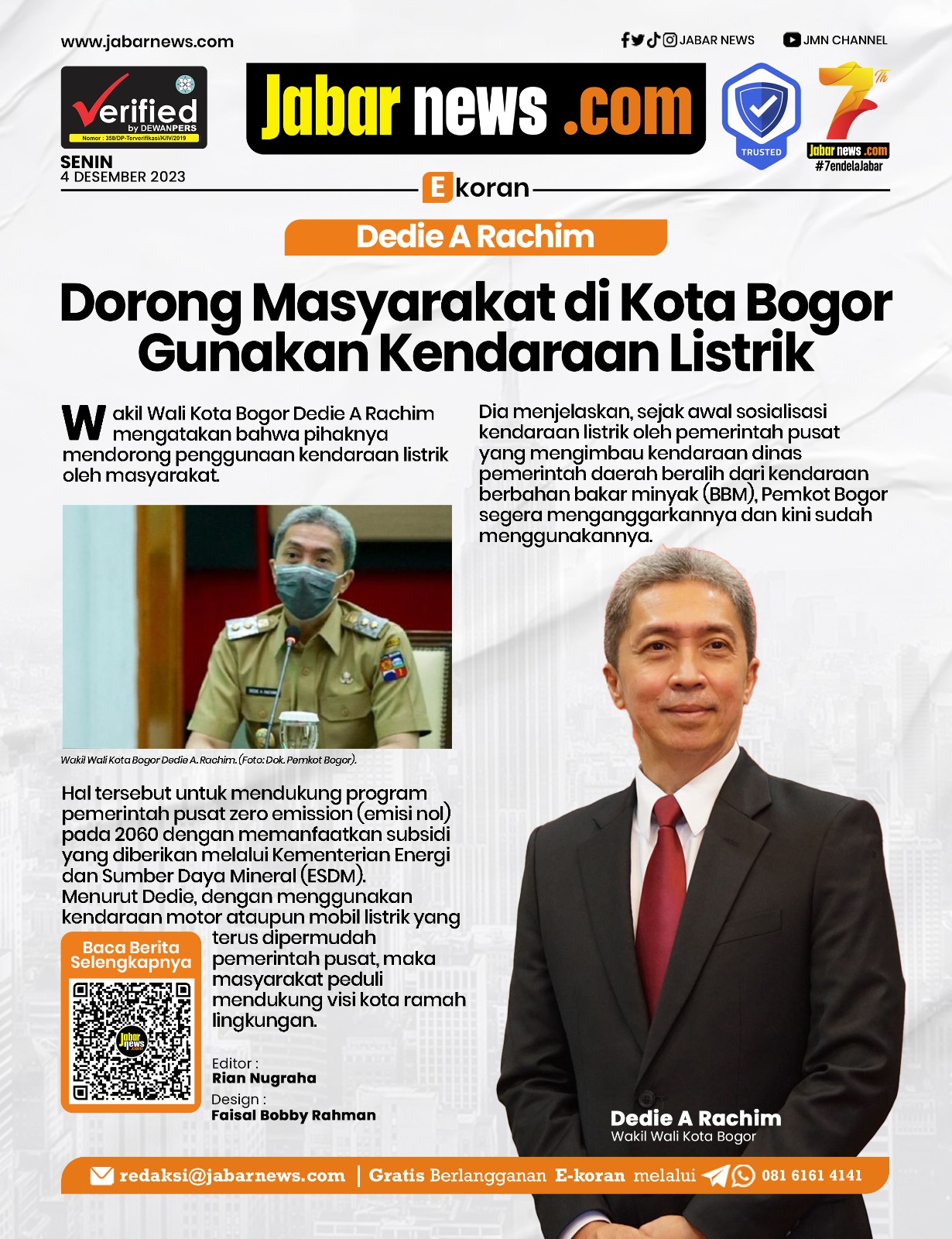 Dedie A Rachim Dorong Masyarakat di Kota Bogor Gunakan Kendaraan Listrik