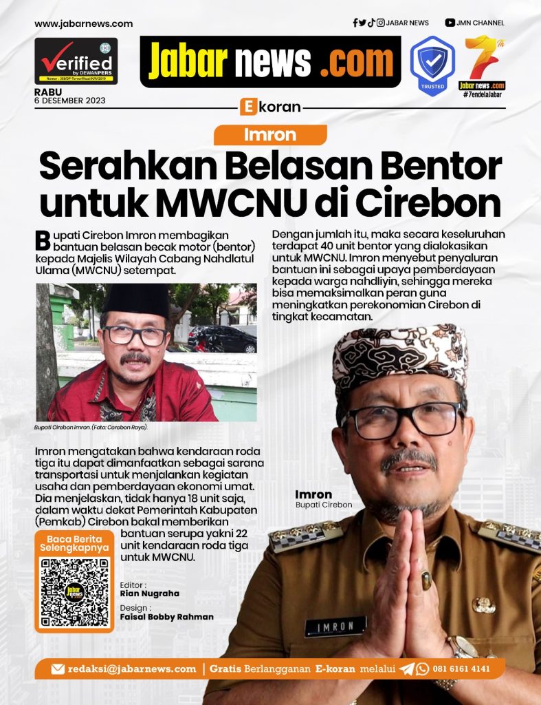 Imron Serahkan Belasan Bentor untuk MWCNU di Cirebon