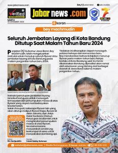 Bey Machmudin: Seluruh Jembatan Layang di Kota Bandung Ditutup saat Malam Tahun Baru