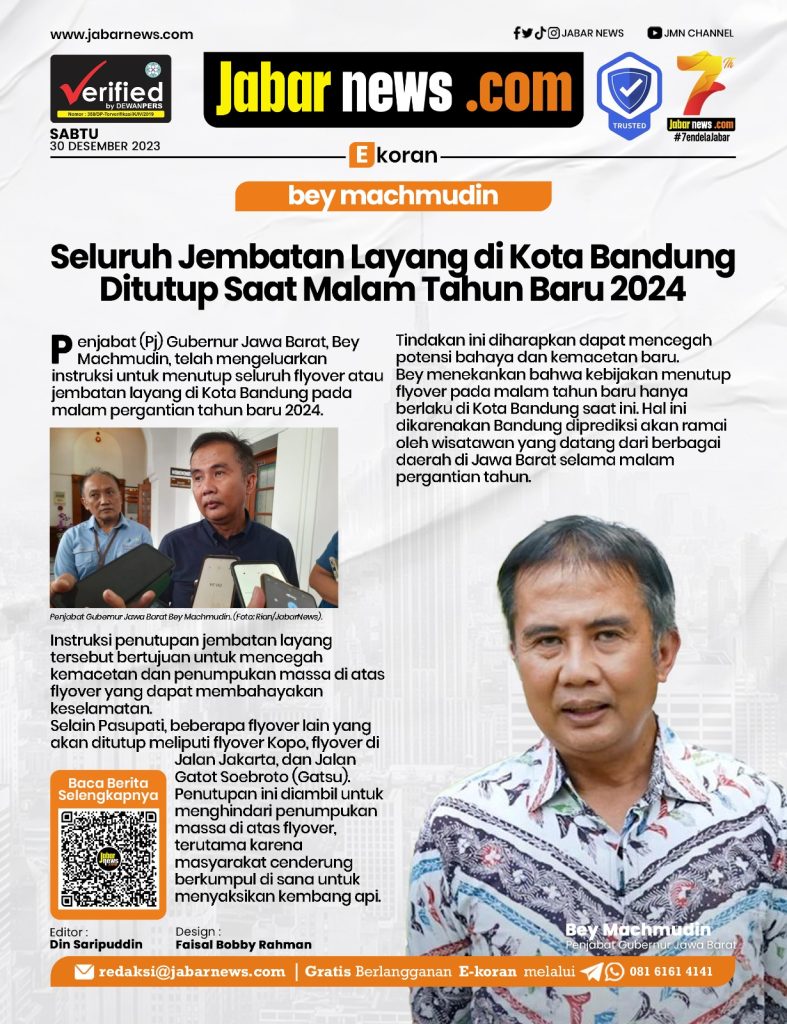 Bey Machmudin: Seluruh Jembatan Layang di Kota Bandung Ditutup saat Malam Tahun Baru