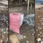 Kolase tangkapan layar unggahan video mantan menteri kelautan dan perikanan Susi Pudjiastuti di X (Twitter) yang memperlihatkan tumpukan sampah di Pantai Pangandaran Jawa Barat (Foto: Akun Twitter/X @susipudjiastuti)