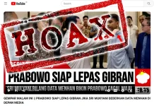 Tangkapan layar unggahan dengan narasi hoaks di sebuah akun YouTube, Kamis (25/01/2024), yang mengklaim jika Prabowo akan melepaskan Gibran. (Foto: Tangkapan layar akun YouTube)