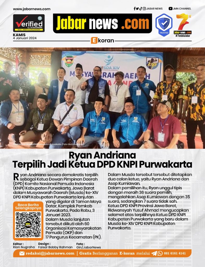 Ryan Andriana Terpilih Jadi Ketua DPD KNPI Purwakarta
