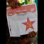 Surat suara Pilpres 2024 bergambar palu arit di Semarang, Jawa Tengah (Foto: Tangkapan Layar Facebook)