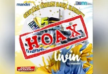 Flyer Hoaks Gebyar Undian Berhadiah mengatasnamakan Bank Mandiri yang beredar di media sosial (Foto: Facebook)