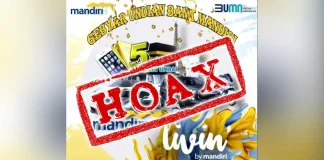 Flyer Hoaks Gebyar Undian Berhadiah mengatasnamakan Bank Mandiri yang beredar di media sosial (Foto: Facebook)