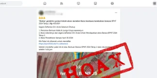 Tangkapan layar sebuah akun facebook yang mengunggah informasi hoaks mengenai bantuan tambahan BPNT dari pemerintah (Foto: Facebook.com)
