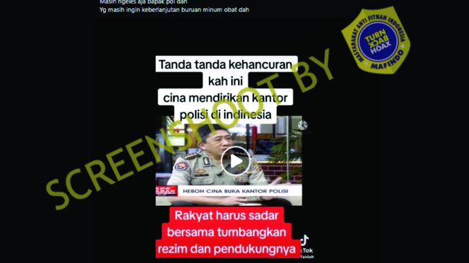 Berita hoaks China buka kantor polisi di Ketapang Kalbar.