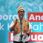 Dirjen IKP Kemenkominfo, Usman Kansong saat sambutan dalam forum diskusi literasi demokrasi 'Kolaborasi Anak Muda untuk Kesejahteraan Papua' di Bandung, Jawa Barat (Foto: Ist)