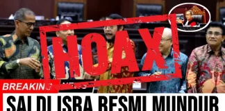 Thumbnail video yang menyebutkan bahwa Saldi Isra mengundurkan diri