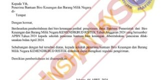 Surat palsu Kemendikbud Ristek tentang pemberitahuan pengiriman bantuan ke sekolah