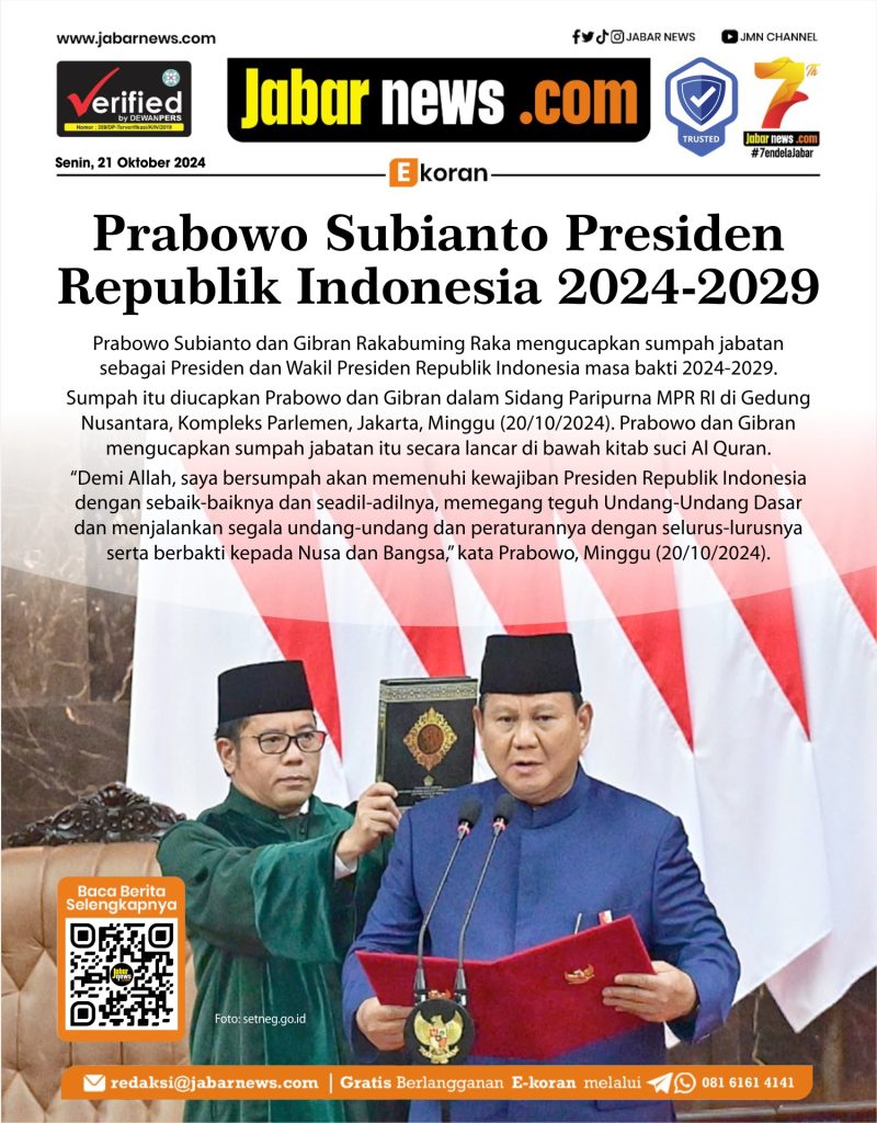 Prabowo Subianto Presiden Republik Indonesia Masa Bakti 2024-2029