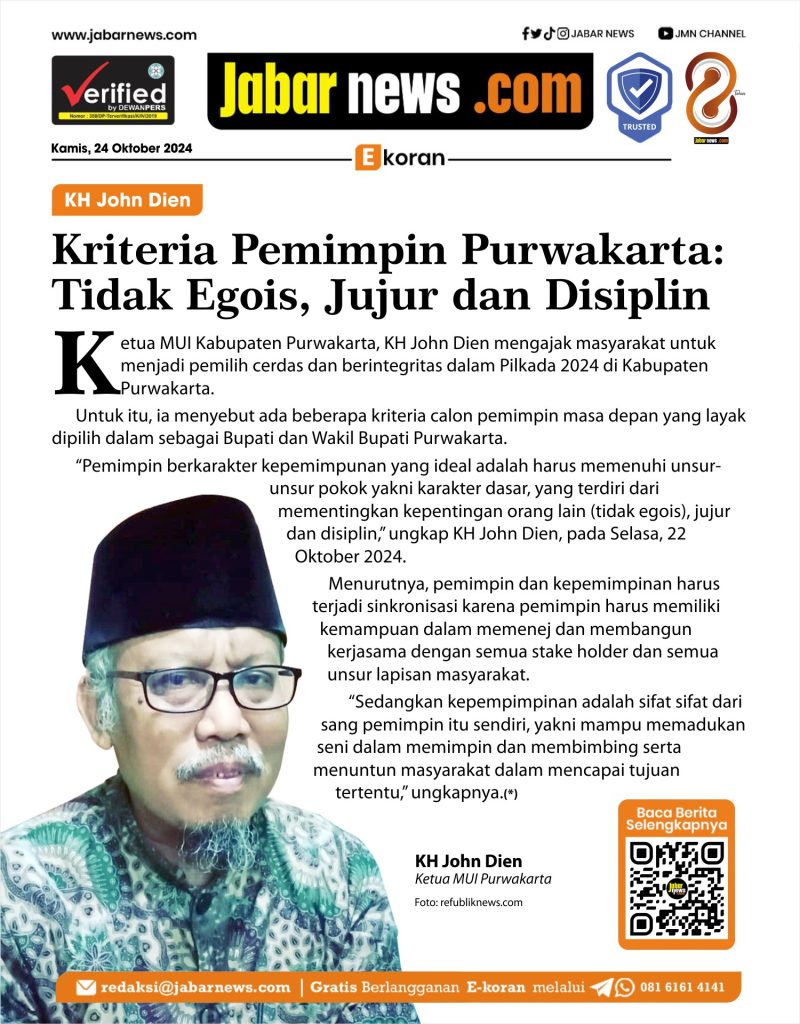 KH John Dien: Kriteria Pemimpin Purwakarta Tidak Egois, Jujur dan Disiplin