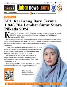 Mari Fitriana: KPU Karawang Baru Terima 1.848.784 Surat Suara Pilkada 2024