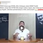 Video yang beredar di media sosial menyampaikan narasi MUI menghimbau umat Islam agar tidak memilih calon kepala daerah pendukung politik dinasti. (Tangkapan layar akun Facebook)