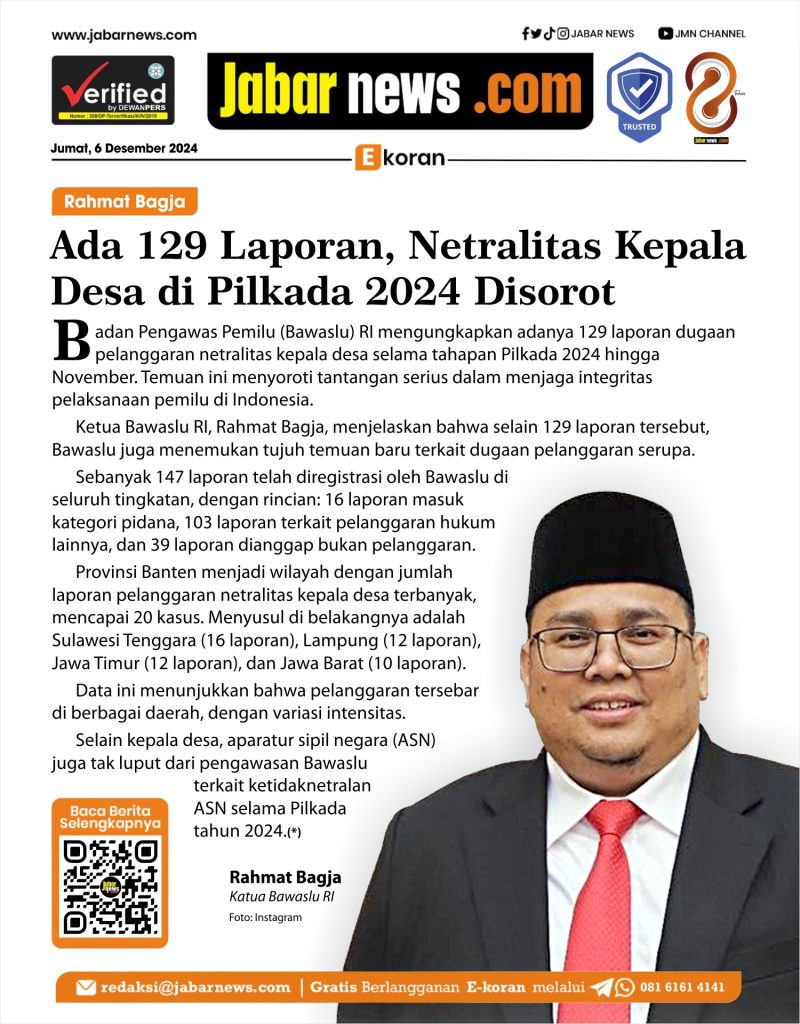 Rahmat Bagja: Ada 129 Laporan, Netralitas Kepala Desa di Pilkada 2024 Disorot