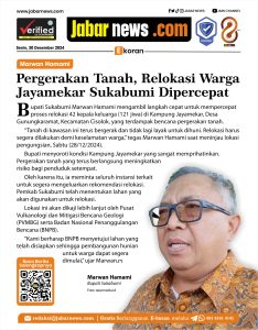 Marwan Hamami: Pergerakan Tanah, Relokasi Warga Jayamekar Sukabumi Dipercepat