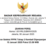 Siaran Pers Badan Kepegawaian Negara terkait pendaftaran PPPK tahap
