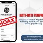 Flyer yang menginformasikan bahwa akun WhatsApp Kepala Kemenag Purwakarta telah dibajak unutk melakukan penipuan (Foto: Instagram @kemenag_purwakarta)