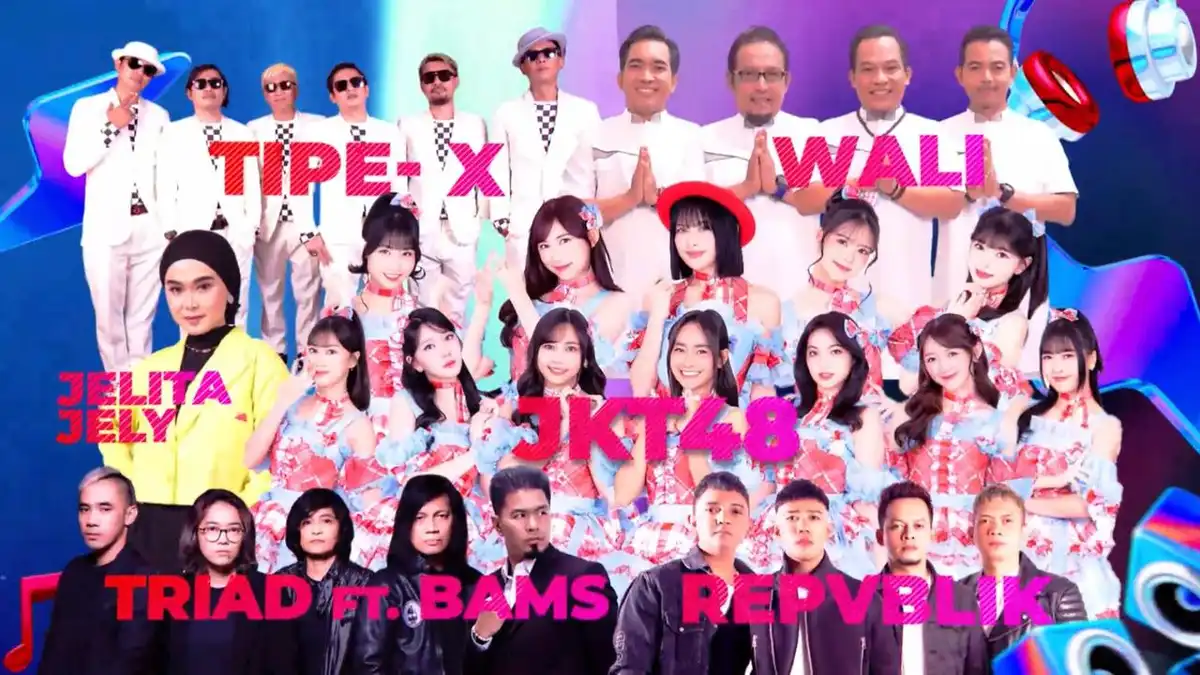 Deretan bintang tamu yang akan memeriahkan konser musik I LOVE RCTI di Parkir Selatan Transera Waterpark, Kota Harapan Indah, Bekasi, Jawa Barat pada Kamis, 27 Februari 2025 (Foto: RCTI)