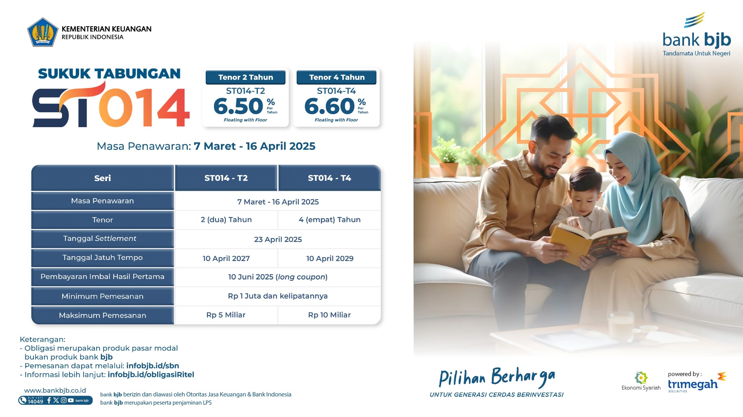 bank bjb Tawarkan ST014: Investasi Syariah Aman dengan Imbal Hasil hingga 6,60%