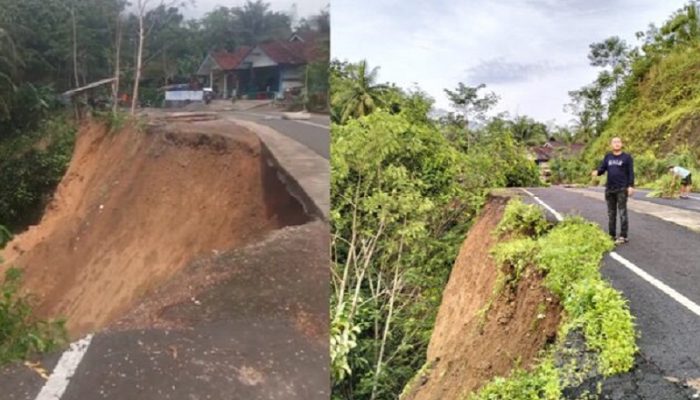 Longsor Kembali Gerus Jalan Angsana Gunung Kelir Ciamis