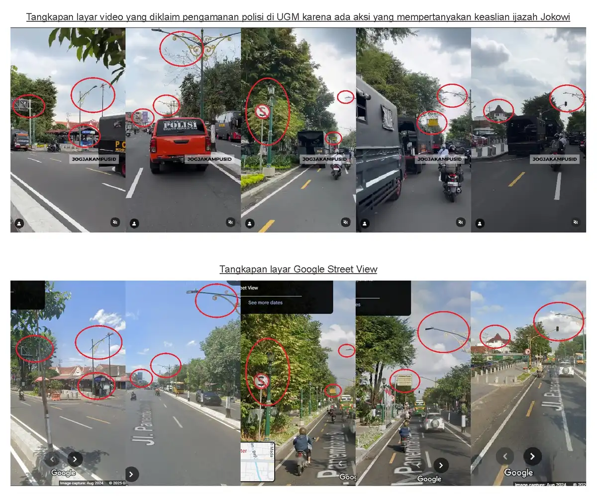 Video polisi berjaga di UGM saat demo ijazah Jokowi hoaks. Faktanya, video itu terkait demo UU TNI di Titik Nol Km Yogyakarta