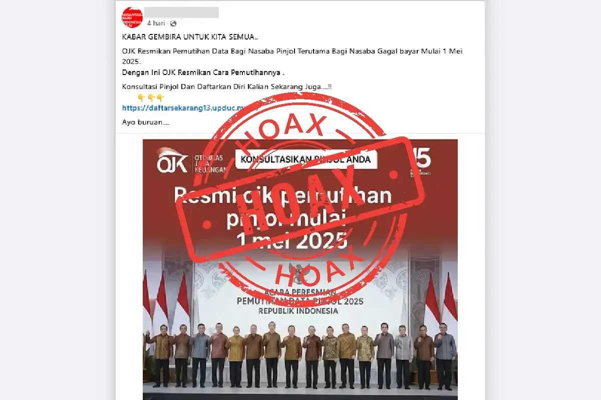 Cek fakta klaim OJK resmikan pemutihan pinjol mulai 1 Mei 2025. Benarkah atau hanya hoaks berujung penipuan