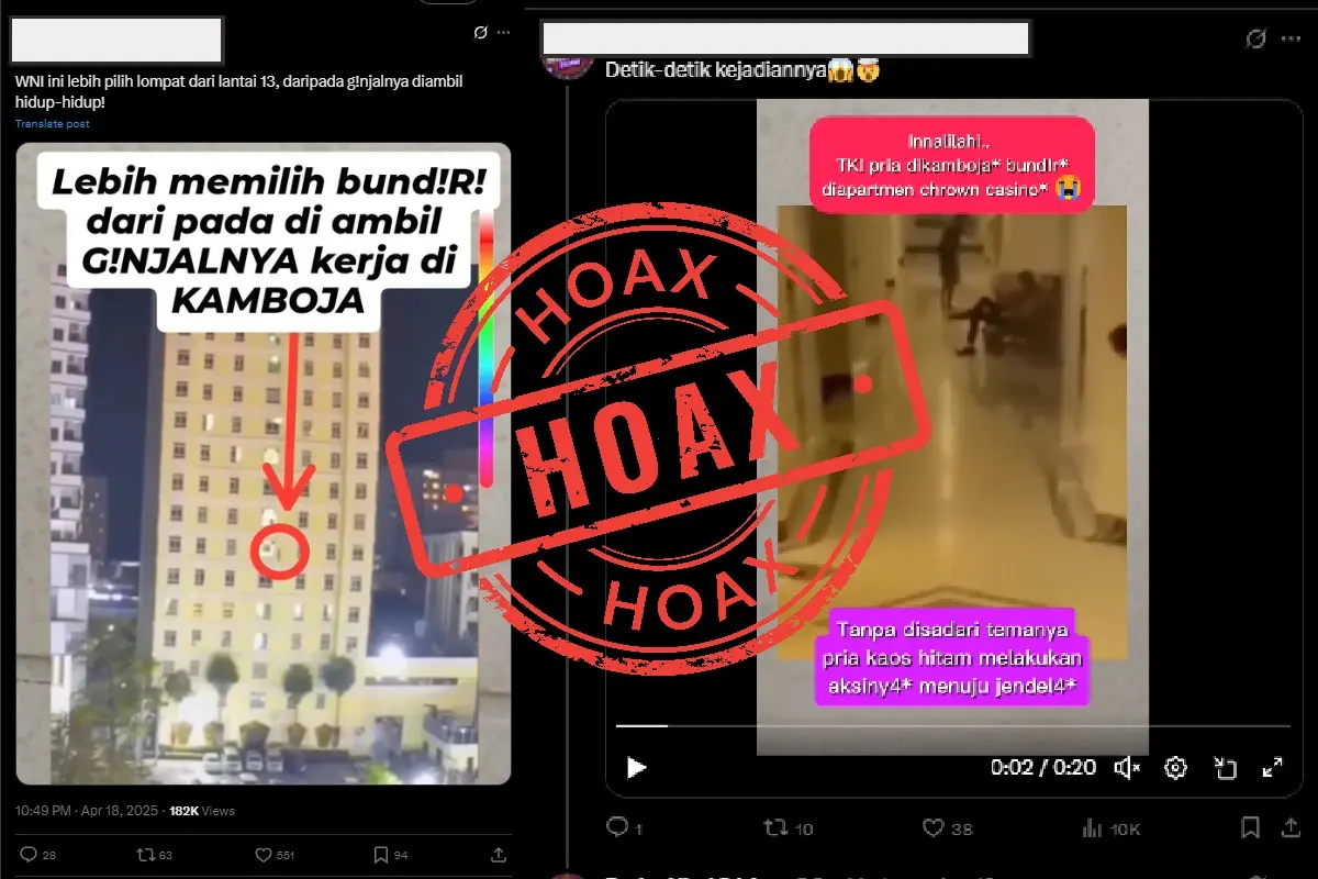Video pria lompat dari gedung di Kamboja viral, diklaim WNI. Faktanya, pria dalam video adalah warga negara Thailand.