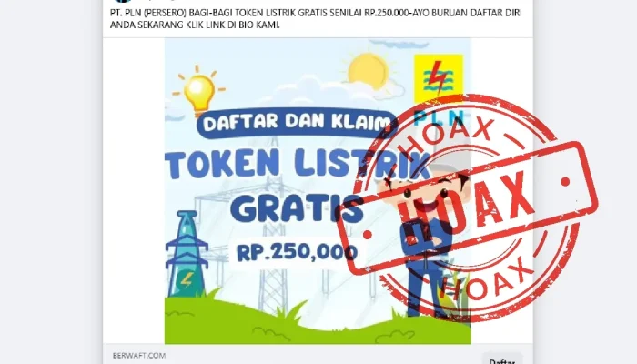 Hoaks! PLN Bagikan Token Listrik Gratis, Ini Faktanya