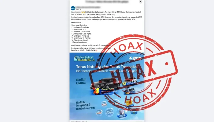 Hoaks! Link Pendaftaran Gebyar Hadiah BCA 2025 di Facebook, Ini Faktanya