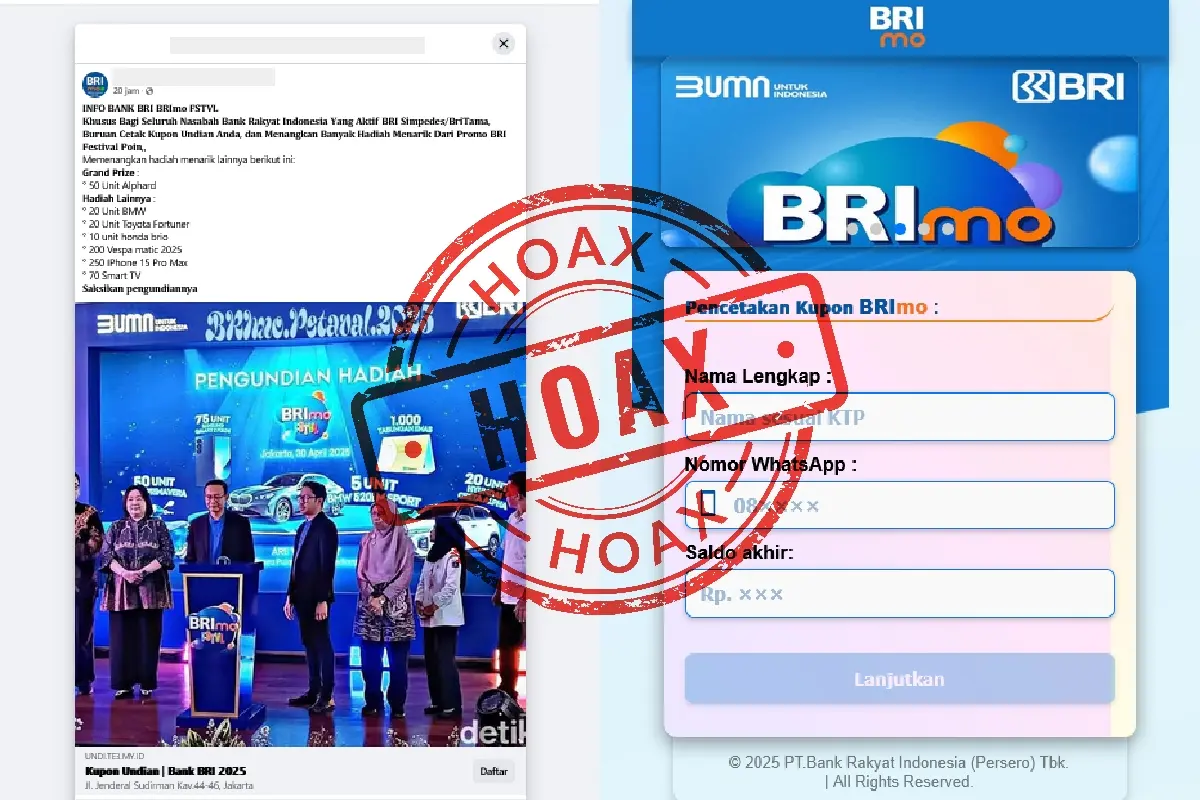 Waspadai tautan palsu cetak kupon undian BRImo FSTVL di Facebook. Simak fakta lengkapnya dan cara resmi ikut undian BRImo dari BRI di sini!