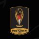 Logo resmi turnamen Piala Presiden 2025 berwarna emas dan merah putih di latar hitam.