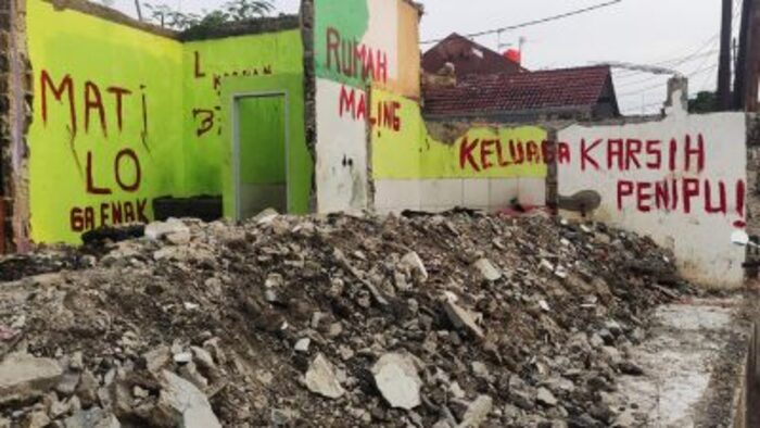 Lokasi kontrakan yang sudah dibongkar.