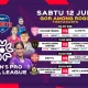 Poster resmi WPFL 2025 menampilkan jadwal lengkap pertandingan Sabtu, 12 Juli 2025 di GOR Among Rogo Yogyakarta.