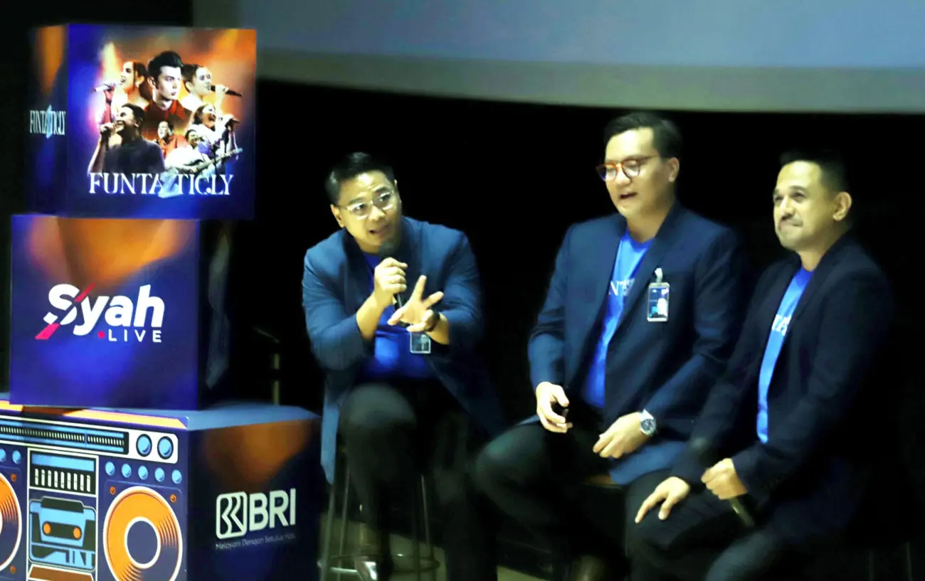 Pihak BRI dan SyahLive memaparkan konsep konser FUNTAZTIC.LY dalam konferensi pers di Jakarta, Rabu (16/7/2025).