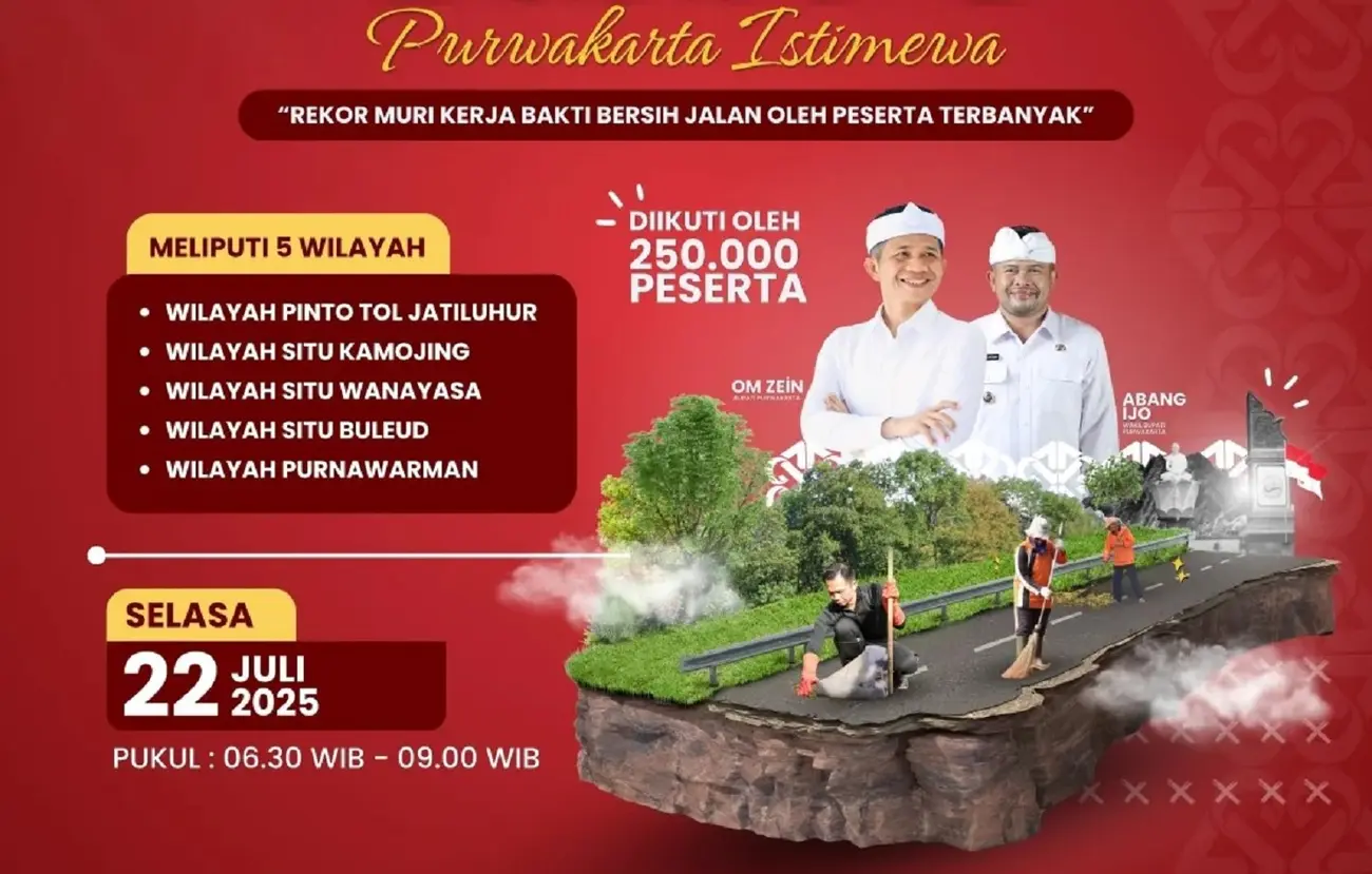Poster kerja bakti massal Purwakarta 2025 bertajuk Ngosrek Bareng, libatkan 250 ribu peserta di lima titik lokasi