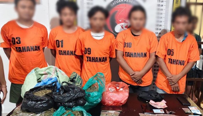 Polres Simalungun Amankan 2,5 Kg Ganja dari 5 Tersangka di Kawasan Wisata Danau Toba