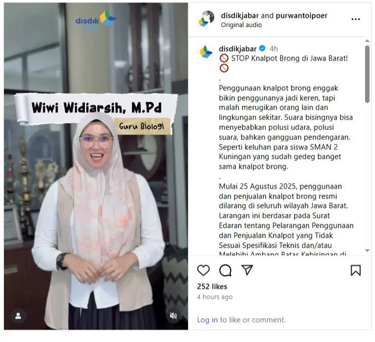 Guru Biologi SMAN 2 Kuningan Wiwi Widiarsih jelaskan bahaya suara knalpot brong