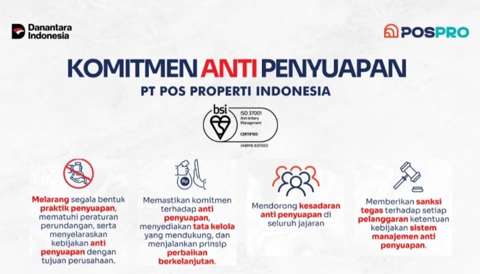 Perkuat Integritas, PT Pos Properti Indonesia Raih Sertifikasi ISO 37001