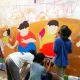 muralis muda Purwakarta dan pelajar membuat mural edukatif bertema anti-bullying dan budaya Sunda