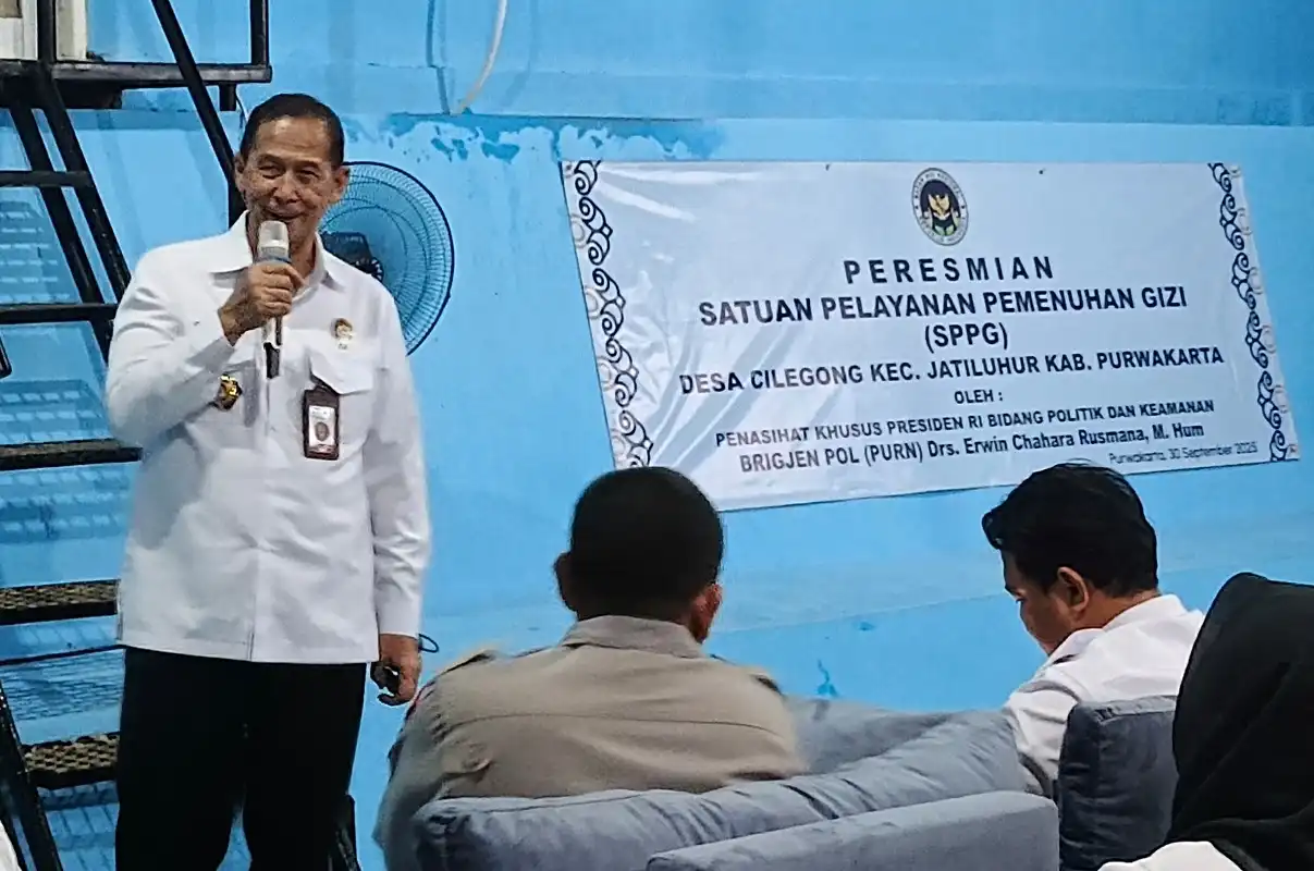 Peresmian SPPG Cilegong oleh Penasihat Khusus Presiden untuk melayani 3.700 anak sekolah di Purwakarta.