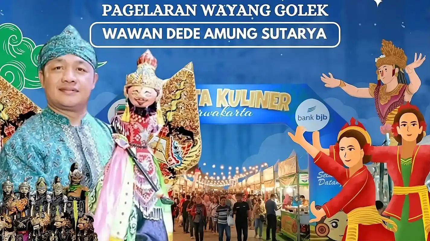 Pentas Wayang Golek Wawan Dede Amung Sutarya memeriahkan Wisata Kuliner Purwakarta.