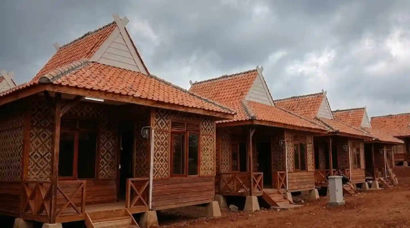 Rumah bantuan berarsitektur Sunda di Kampung KDM Purwakarta